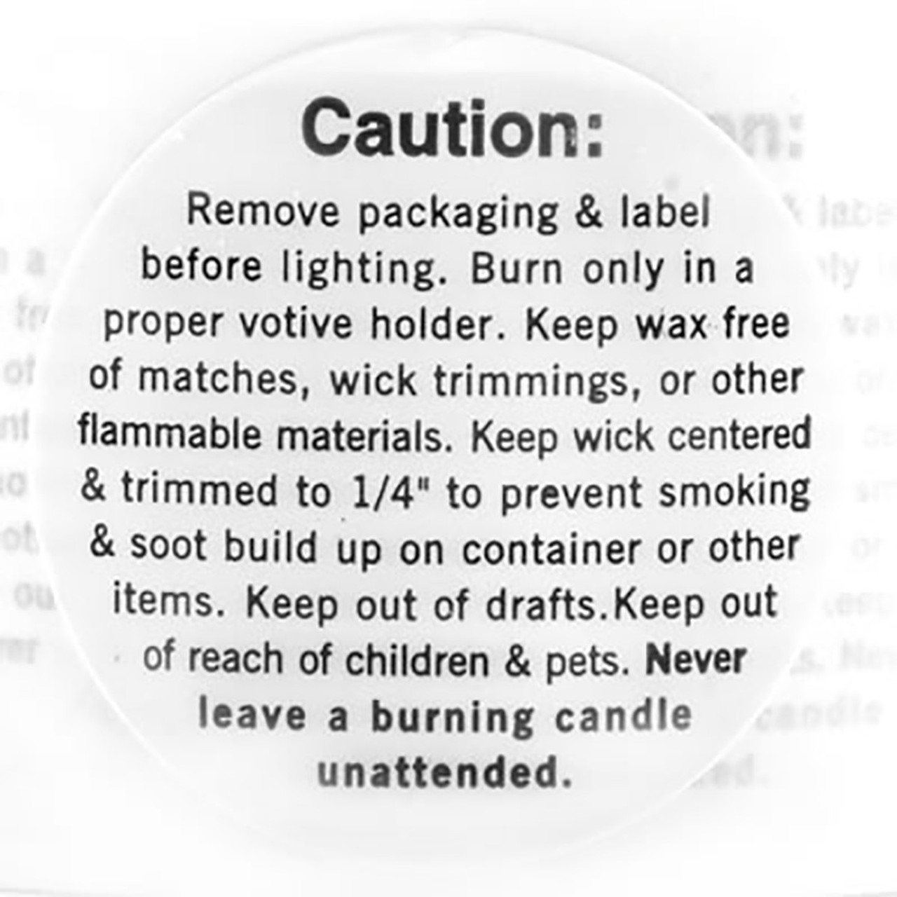 Warning/Caution Labels (Votive) - Lone Star Candle Supply